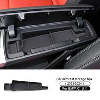 For BMW X1 U11 Center Console Organizer Tray 2023 2024 U11 Lower Console Organizer Tray TPE Under Console Storage Box Cup Holder Armrest box gray