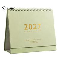 Hardcover Table Calendar Desk 2026-2027, Oct 2026-Dec 2027 14-Month Calendar, Large Functional Writing Planner Desktop for Planning, Organizing Transverse žalia