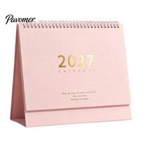 Hardcover Table Calendar Desk 2026-2027, Oct 2026-Dec 2027 14-Month Calendar, Large Functional Writing Planner Desktop for Planning, Organizing Transverse rožinė