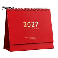 Hardcover Table Calendar Desk 2026-2027, Oct 2026-Dec 2027 14-Month Calendar, Large Functional Writing Planner Desktop for Planning, Organizing Transverse raudona
