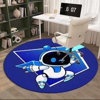 Space Adventure Astro Bot Round Rug for Livingroom,Bedroom, Palyroom, Chair Rug, Area rug, Circle Carpet, Large Size Fan Christmas gift 80cmx80cm