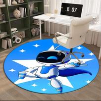 Space Adventure Astro Bot Round Rug for Livingroom,Bedroom, Palyroom, Chair Rug, Area rug, Circle Carpet, Large Size Fan Christmas gift 100cmx100cm