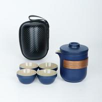 Portable Japanese Kung Fu Tea Pot Black Pottery Travel Tea Set Simple Outdoor Kuaike Cup