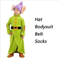 Dopey Kostiumas Septyni Nykštukai Berniukams Bodis Kepurė Kostiumas Helovino Cosplay Kostiumas Šventė Anime Snieguolė Dopey XL 135-145cm&Cos yellow