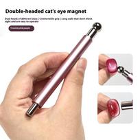 Dvigubas magnetinis katės akies formos nagų magnetinis pieštukas su plieniniais rutuliukais, itin stiprus gelio lako magnetinis rašiklis manikiūro magnetiniams įrankiams sidabras