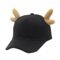 Baseball Caps with Deer Horn Casual Street Wear Baseball Hat for Teens Adult Unisex Outdoor Sport Headwear black