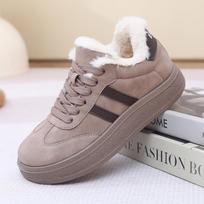 Women's Fleece-Lined Platform Sneakers Versatile Vintage Sports Casual Warm-Weather Footwear 42 tamsiai ruda spalva