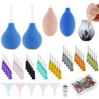 Keramikos tikslumo aplikatorių rinkinys su plastikinio plieno adatos piltuvėliu, keraminiu tiksliu antgaliu, glazūros silikoniniu spaudžiamu buteliuku blue