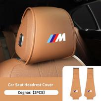 Karštas 2025 m. 2 vnt. Odinės automobilio sėdynės galvos atramos apsauginis užvalkalas Priedai BMW M Power Sport M3 M5 E90 E39 F30 F10 E87 X3 X4 X5 X6 brown