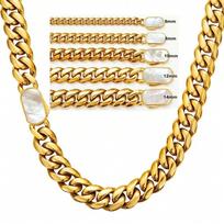 Kubietiško stiliaus grandinėlė vyrams su kriaukle inkrustuotu užsegimu, auksinės spalvos, nerūdijančio plieno, apvali, Miami hip-hopo papuošalas 8mm7inch Bracelet auksinė