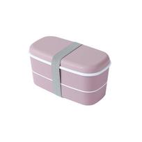 Double Layer Bento Box Microwave Safe Food Grade Plastic Lunch Box with Compartments for Kids rožinė