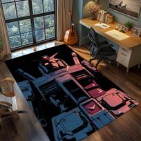 Gundam Anime Mecha Robot Rug Carpet Large Area Rug Non Slip Washable Floor Mat Gamer Room Bedroom Home Decor 100x120cm black