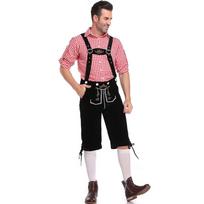 Men's And Women's Oktoberfest Clothing, Halloween Costume, Plaid Suspender Pants, Couples German Beer Costume Style D,XL black