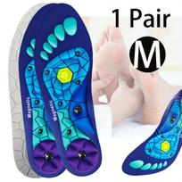 Skaidrios magnetinės vidpadžiai vyrams ir moterims - EVA pralaidūs smūgius sugeriantys masažiniai įdėklai, individualiai pritaikomi ortopediniai batų padėklai M blue