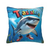 Bombardiro Crocodilo Tralalero Tralala Pillow Cover Novelty Pillow Case For Sofa Cushion Cover Soft Design Pillowcases Gift Peach skin 18*18(CM)-1Pcs blue