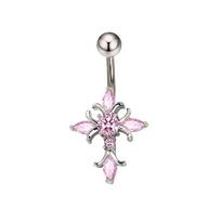 Christian Cross Navel Piercing Jewelry 14G Titanium Barbell Woman Man Religious Accessories Gold Silver Color Belly Button Rings white
