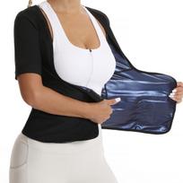 Women Short Sleeve Sweat Waist Trainer Workout Fitness Body Shaper XXL mėlyna