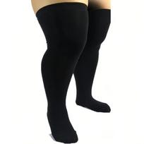 Freeauce Large Plus Size Girls Thigh High Striped Black Stocking Ladies Over Knee Long Socks Leg Warmers 5Xl For Oversized Women Plus size black