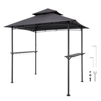 VEVOR Grill Gazebo, 2.43 x 1.5 m Outdoor BBQ Gazebo with Double-Tiered Roof 243 x 150 x 250 cm