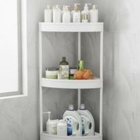 Triangular Rolling Cart No Tools Required Installation Storage Shelf SpaceSaving Corner Fit 3-tier Floor balta