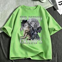 End Period Cramps Im 62 Btw Funny Wolf Meme T Shirts Unisexs Unisex Clothing Cotton Oversized Short Sleeve Tshirts Streetwear 4XL green