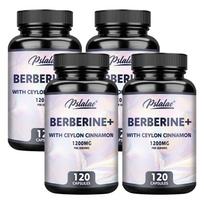 Pslalae - 1200mg Berberine with Ceylon Cinnamon Extract Capsules - Heart and Gut Health 120*4