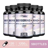 Pslalae - 1200mg Berberine with Ceylon Cinnamon Extract Capsules - Heart and Gut Health 120*5