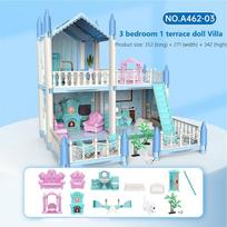 Dream Castle Princess Toys DIY House Kit For Children Building Big Villas Furniture Miniature Doll Xmas Birthday Gift Friend Toy blue