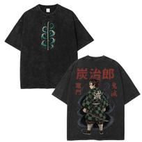 Demon Slayer Tanjiro Kamado Vandens kvėpavimas Anime marškinėliai 100 black