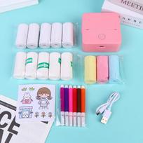 Mini Sticker Printer,Inkless Thermal Printer, Pocket Bluetooth Printer For Halloween Christmas Gift For Photo Memo Impressora A4 pink