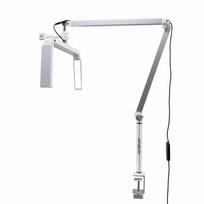 30W Desktop LED Video Light Foldable Half Moon Fill Light 3200K 5600K Dimmable with C Clamp Desk Mount Metal Light gray