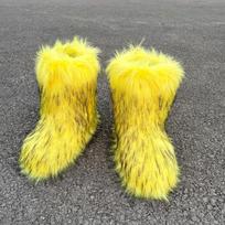 Imitation raccoon fur plush snow boots bag head warm fluffy fluffy hot girl 46 yellow