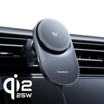 Baseus Qi2.2 25W Car Magnetic Wireless Charger For iPhone 17 16 15 Fast Charging For Samsung Xiaomi Car Phone Holder Cooling Fan gray