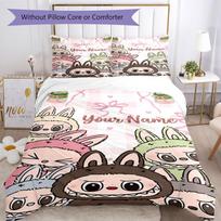 Labubu Customizable Name Custom Bedding Perfect for Living Rooms Soft Bedding Custom Room Decor Best for Christmas 140cmx200cm