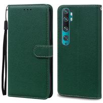 Mi Note 10 dėklas Xiaomi Mi Note 10 dėklui Odinis piniginės tipo atverčiamas dėklas Xiaomi Mi Note 10 Pro viršeliui Fundas CC9 Pro telefono dėklai for Mi CC9 Pro tamsiai žalia spalva