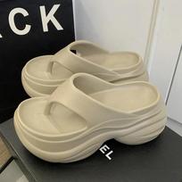 Chunky Heel Clip Toe Flip Flops 2025 New Thick Platform Women Eva Slippers Summer Outdoor Wear Beach Nonj-Slip Sandals 38-39 pilka spalva