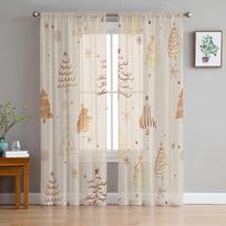 Kalėdinės minimalistinės snaigės miegamojo skaidrios permatomos užuolaidos šventinės dekoracijos langas Voile tiulio užuolaidos 135W x 114H(cm) white