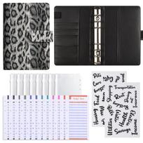 A6 Leopard Print Money Budget Planner Binder With Zipper Envelopes Cash Envelopes For Budgeting Money Organizerleopard Print A6 gray