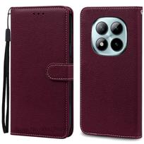 M8/M8 Pro 5G dėklas Poco M8 dėklui Odinis atverčiamas piniginės tipo dangtelis Xiaomi Poco M8 Pro 5G dėklui Magnetinis knygos tipo dangtelis Coque Fundas For Poco M8 Pro 5G vyno raudonos spalvos