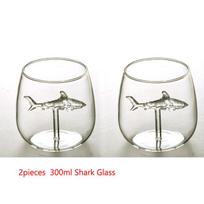 Kawaii Shark Wine Glass Decanter, Bartending Cups, Drinking Cocktail, Beer, Whisky Glasses, 300ml, 2 Pcs 201-300ml gryna