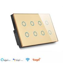 Wifi Smart Touch Light Wall Switch Interruptor Glass Panel 8 Gang 147*86mm Tuya App SmartLife Compatible with Alexa Google Home auksas