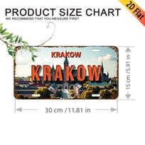 HD Aluminum Print Vintage Krakow Poland Wawel Castle Cityscape License Plate Style Wall Art High Definition BendResistant Met 15x30cm(5.9x7.8inch) black
