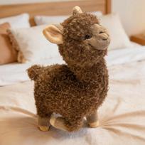 30/40/55cm Cute Curly Alpaca Plush Pillow Long Neck Standing Cartoon Animal Stuffed Toy Home Decor Birthday Gift Boys Girls Kids 30cm brown