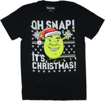 Shrek Shirt Men's Oh Snap Its Christmas Adult Short Sleeve Graphic Tee XL yellow