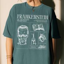 Frankenstein Mary Shelley Comfort Colors Tee * Spooky Season Retro Classic Horror Gothic Monster Movie Lover Bookish Halloween Dark Academia 120 gray