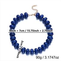 Vibrant Dopamine Acrylic Beaded Choker Necklace for Women Colorful Statement Collar Necklace Festival Vacation Jewelry Gifts blue