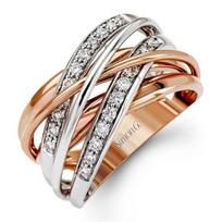 Hot-selling new brushed rose gold two-tone ring Cross-wrap creative women's jewelry 6No. beige