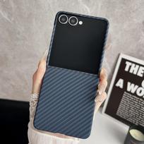 For Samsung Z Flip 8 Case Business Ultra Thin Slim Matte Carbon Fiber Cover for Samsung Galaxy Z Flip 8 7 6 5 4  Flip8 Flip7 Galaxy Z Flip6 mėlyna