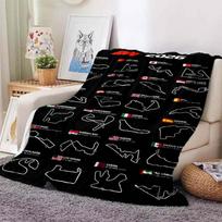 Racing Circuit Track Map Flannel Throw Blanket Cozy Soft Lightweight All Season Sofa Couch Bed Decor Gift for Motorsport Lovers 100x150cm gray