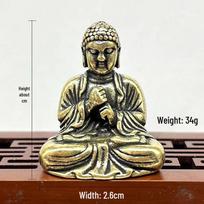 Vintage Brass Sakyamuni Buddha Mini Statue Ornament for Entryway Decor 2.8cm Length x 2.4cm Width brown